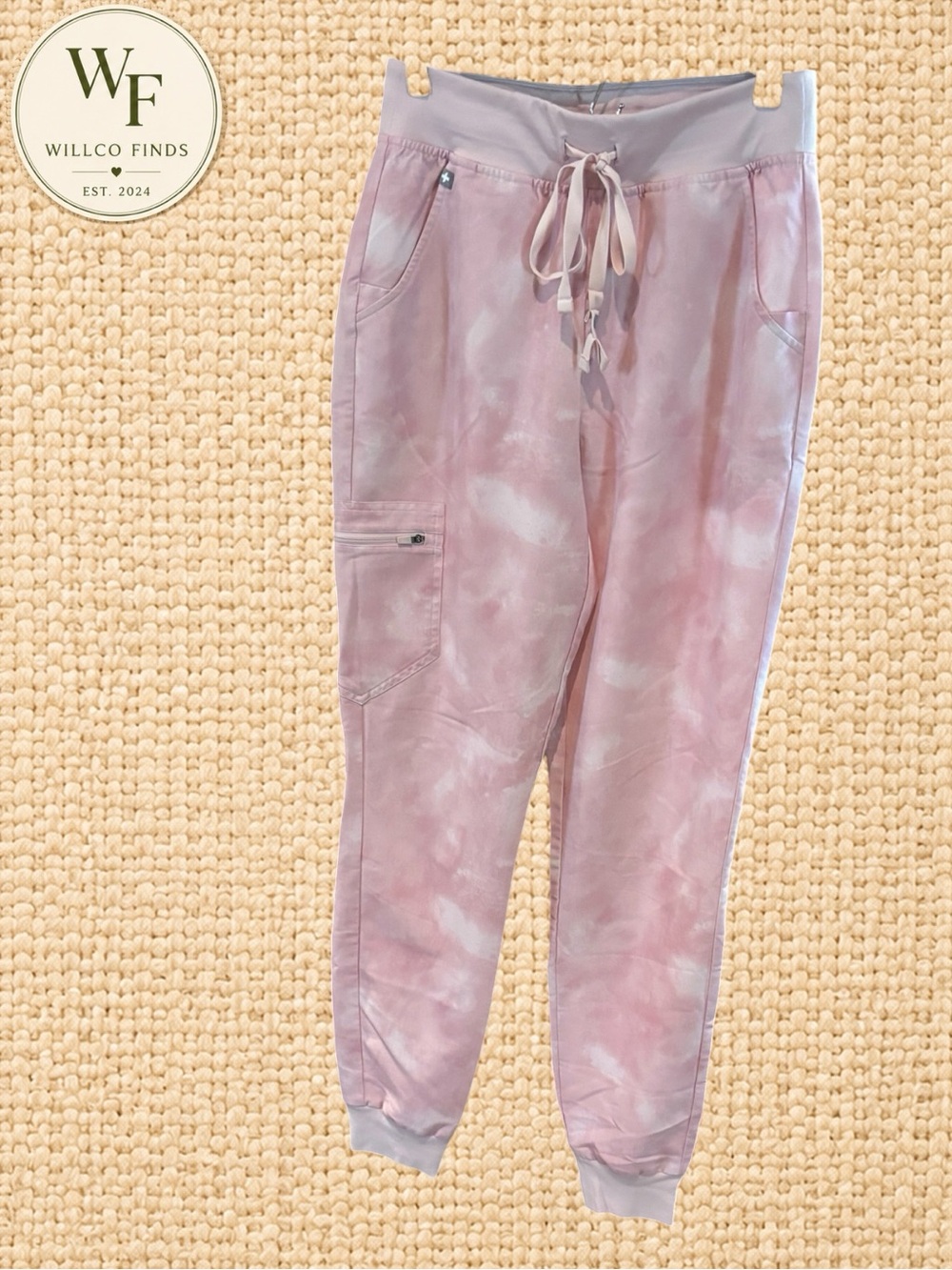 FIGS Zamora Jogger Scrub Pants S/T Pink Tie Dye Technical Collection